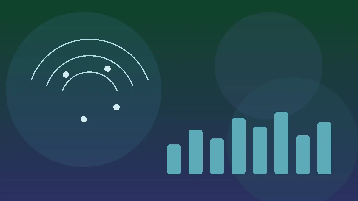 Abstract illustration of conversation waveforms and evaluation bars for AI user wellbeing