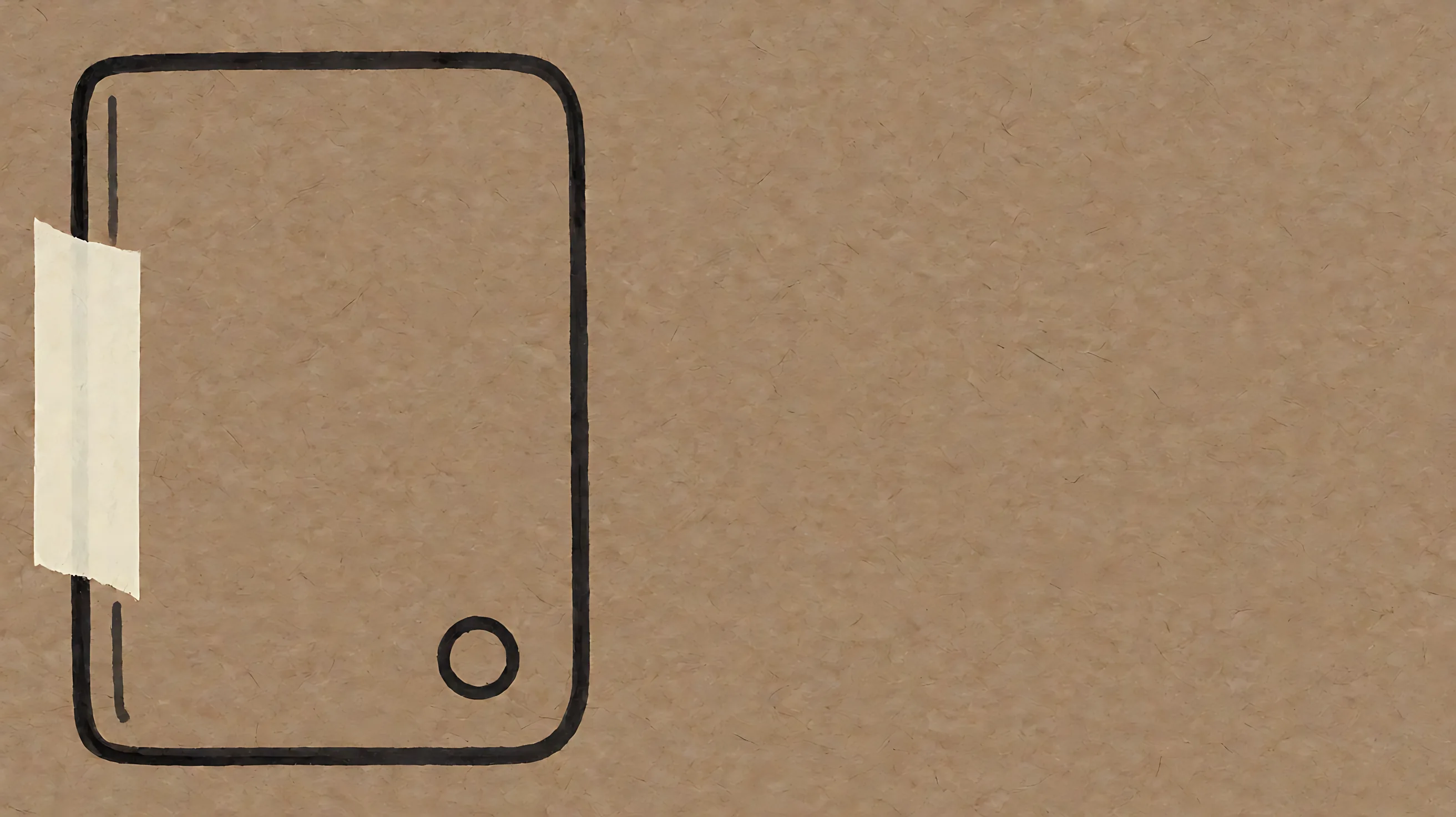 Marker on kraft paper: a plain slab with one round button and a strip of tape.