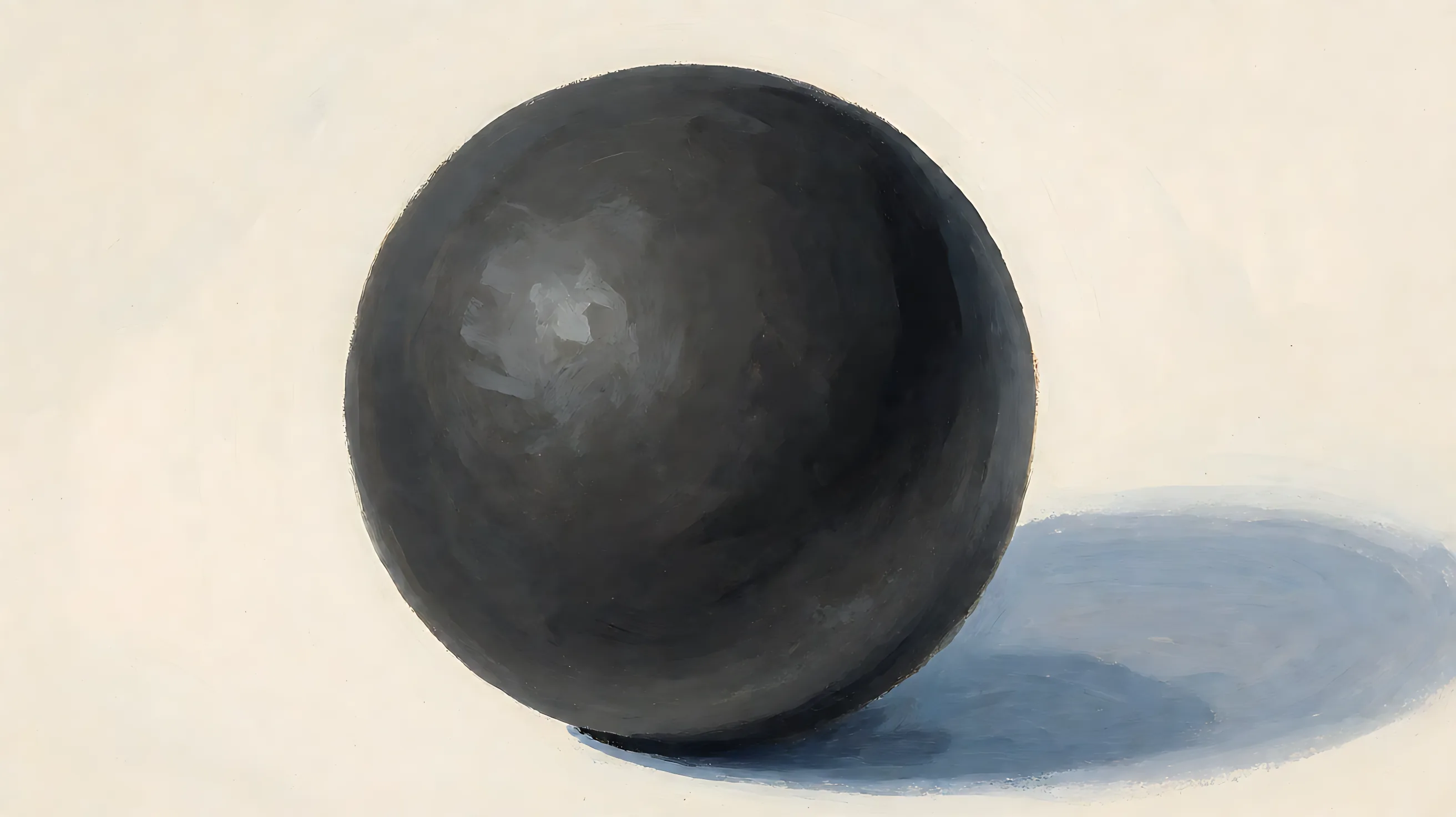 A charcoal sphere on warm paper