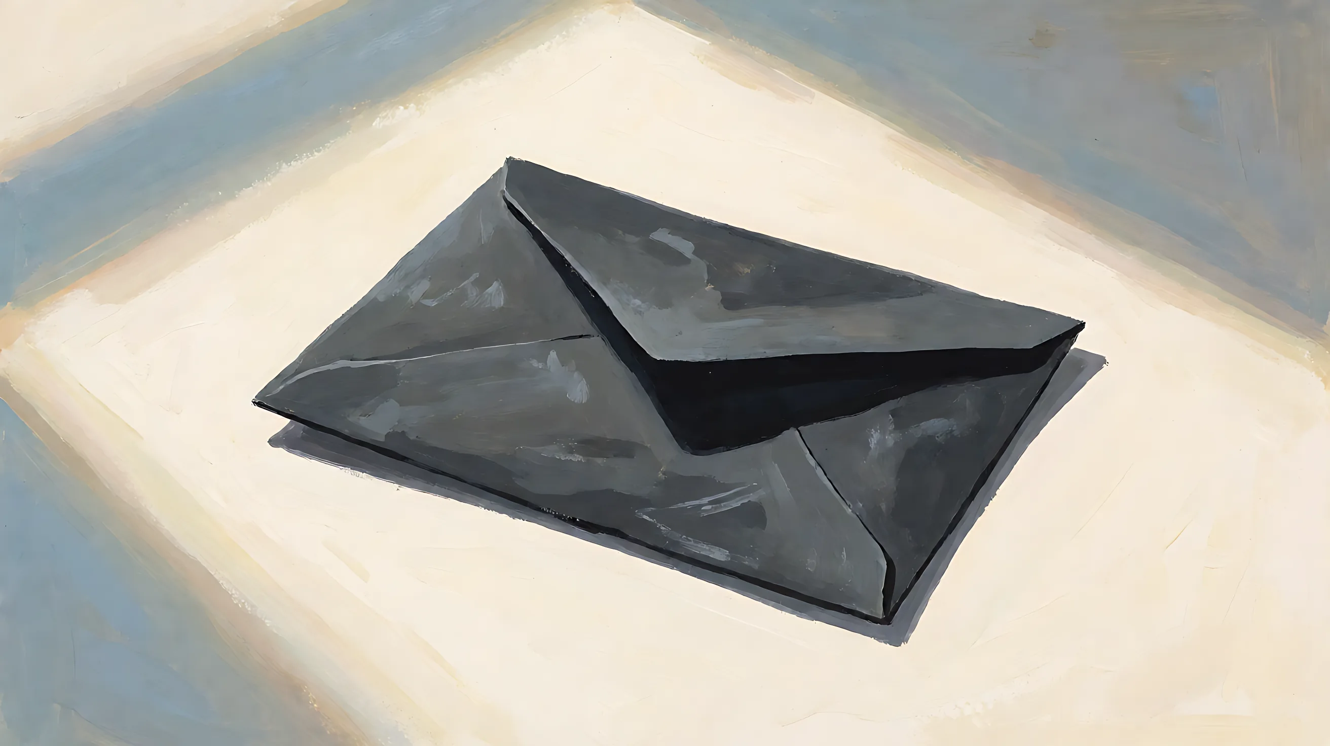 One closed charcoal envelope.