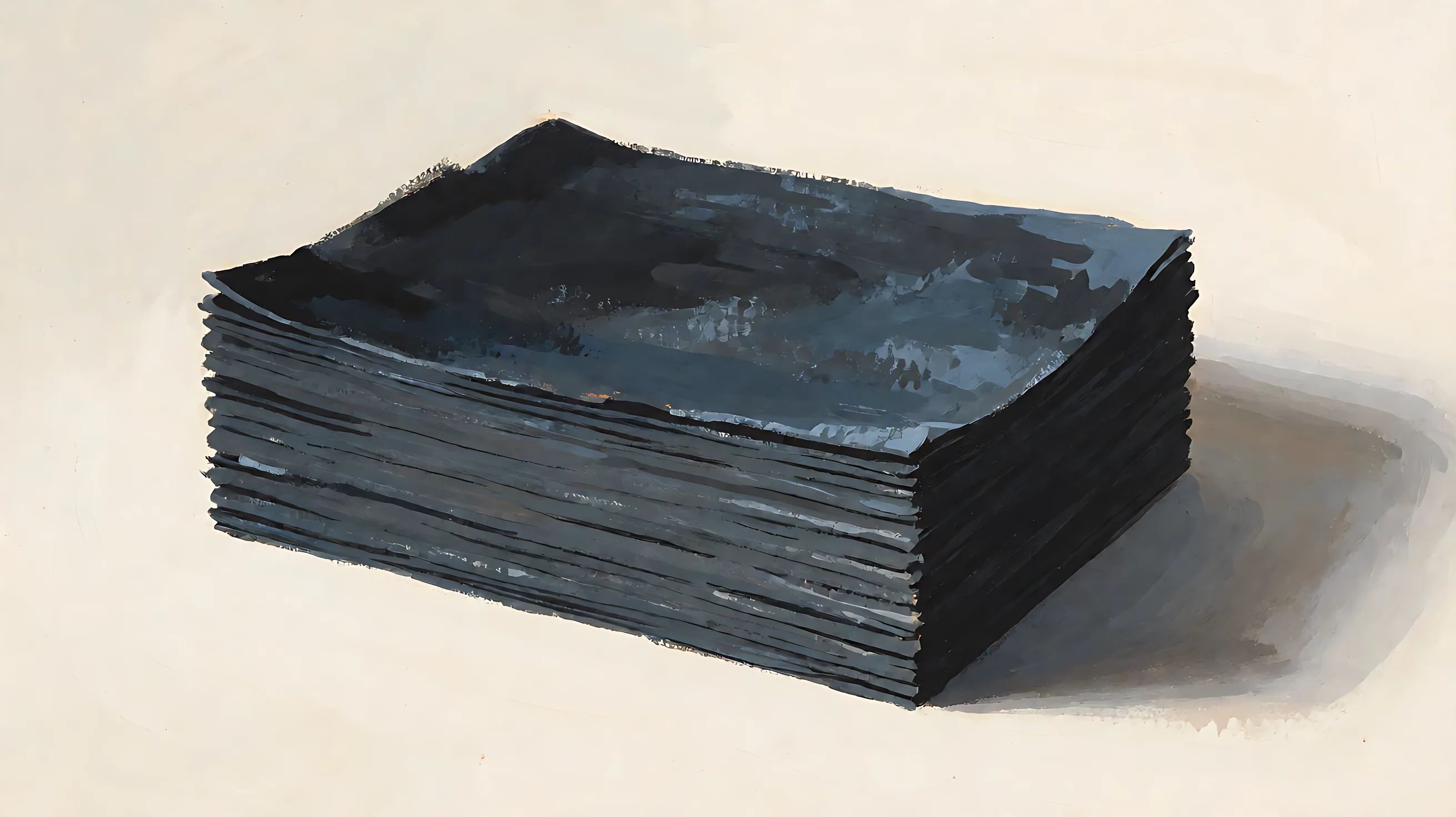 One stack of charcoal sheets, with the page block visible along the side.