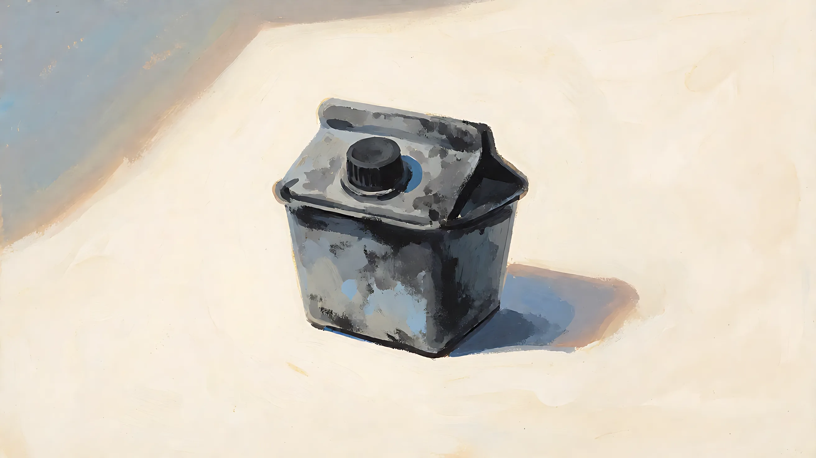 One charcoal box with the lid slightly open.