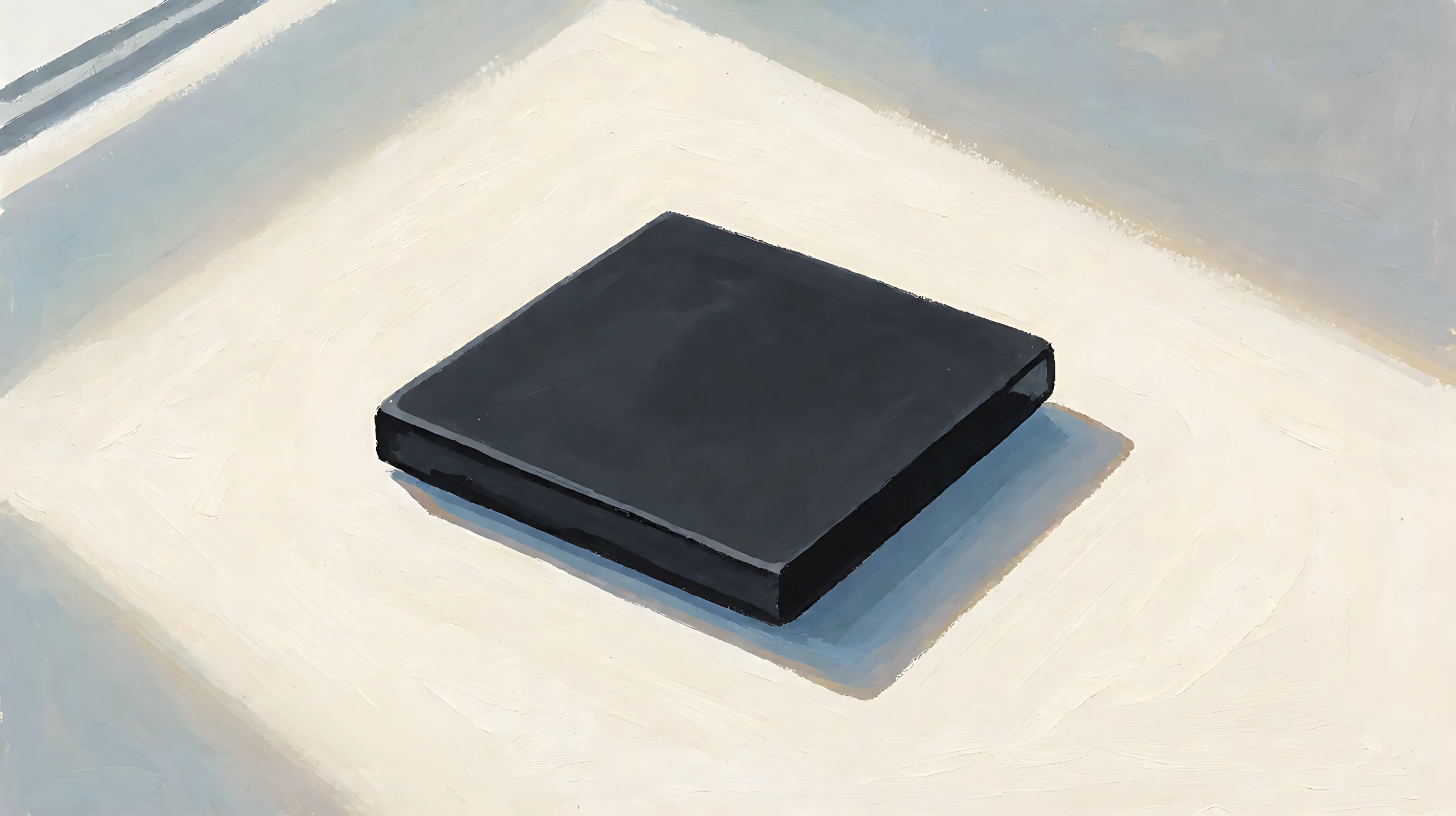 A flat charcoal block.