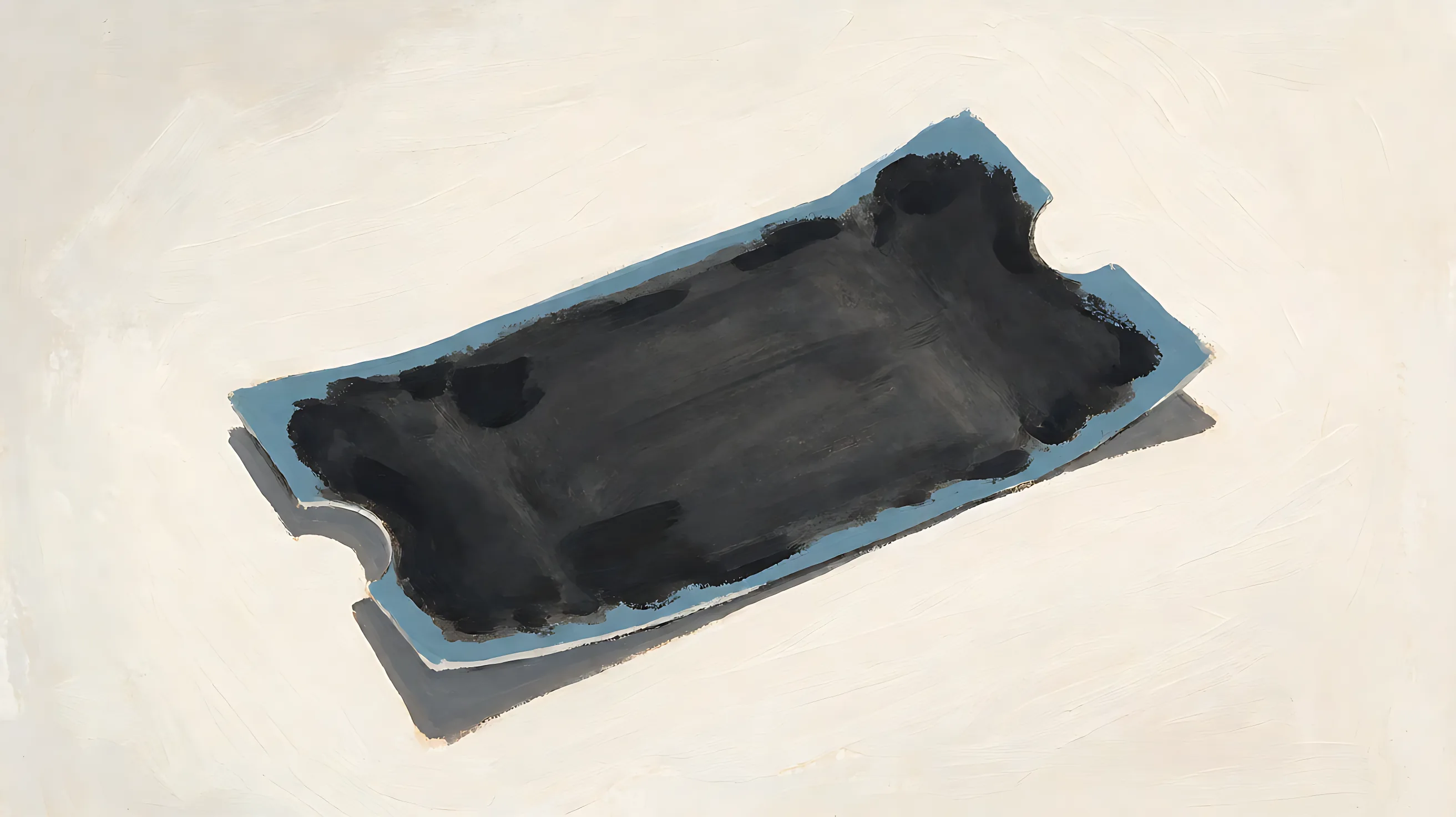 A flat ticket, charcoal face, muted blue edge