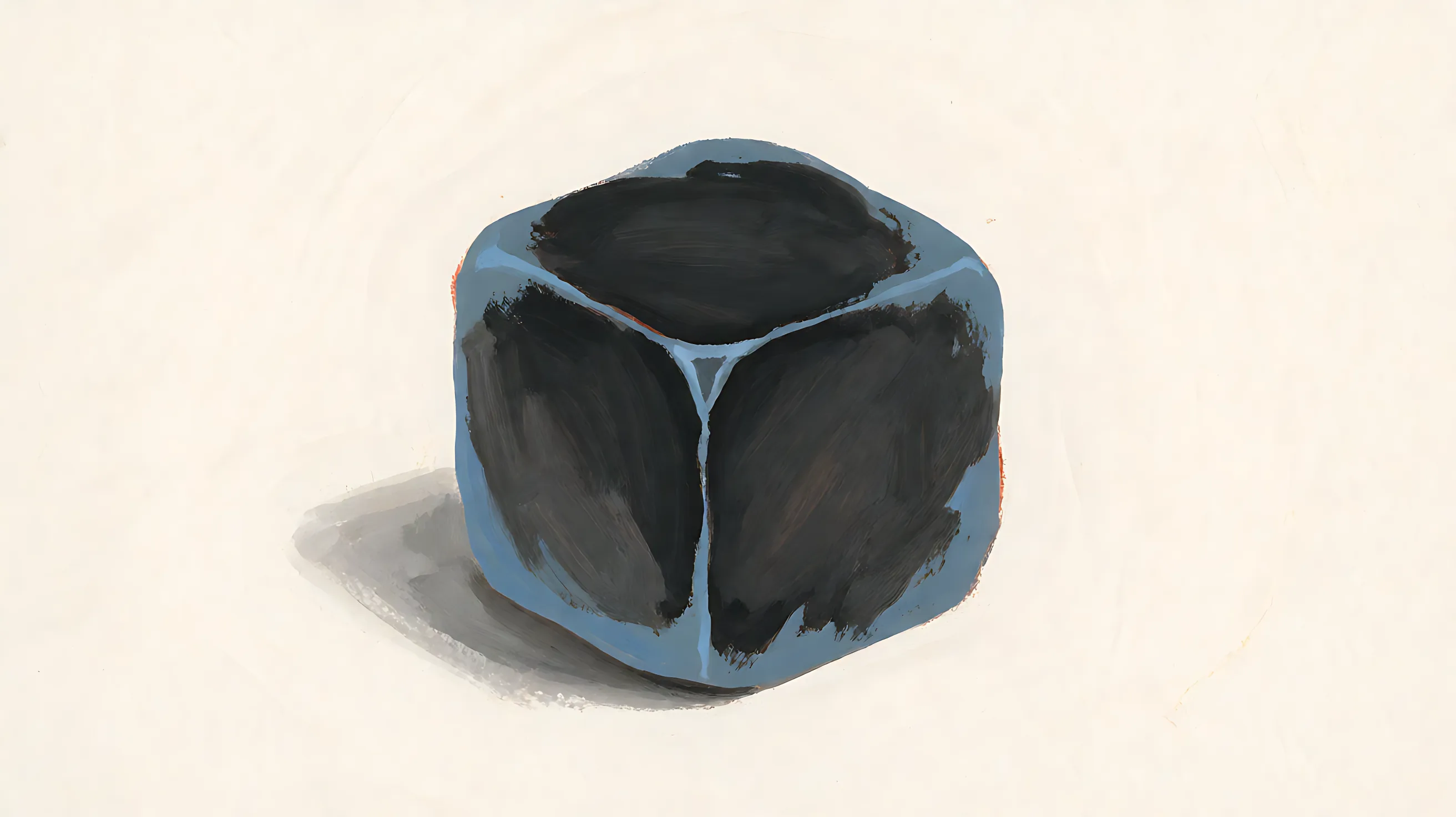 A charcoal crystal block with a muted blue edge