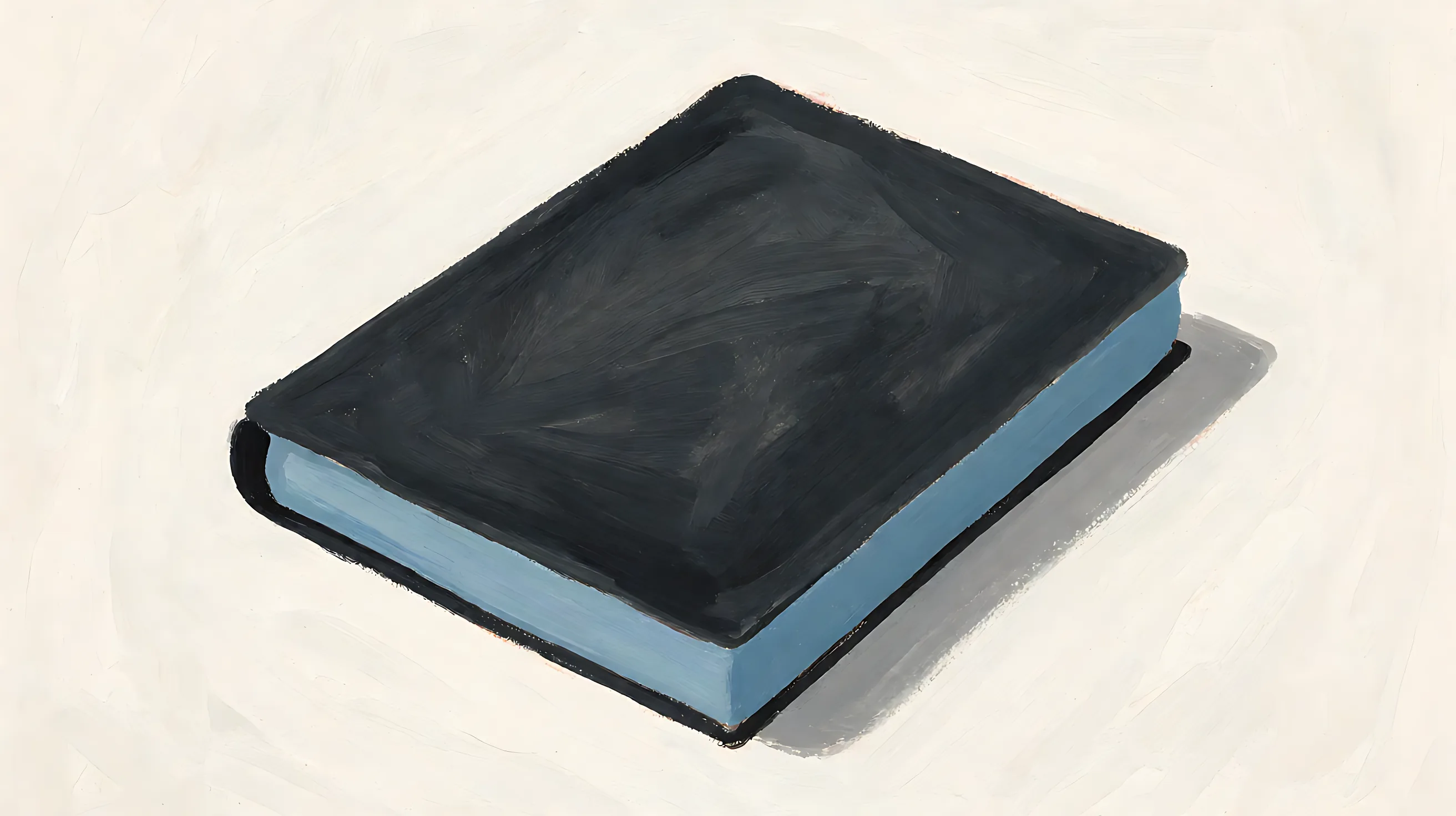 A closed charcoal document with a muted blue edge