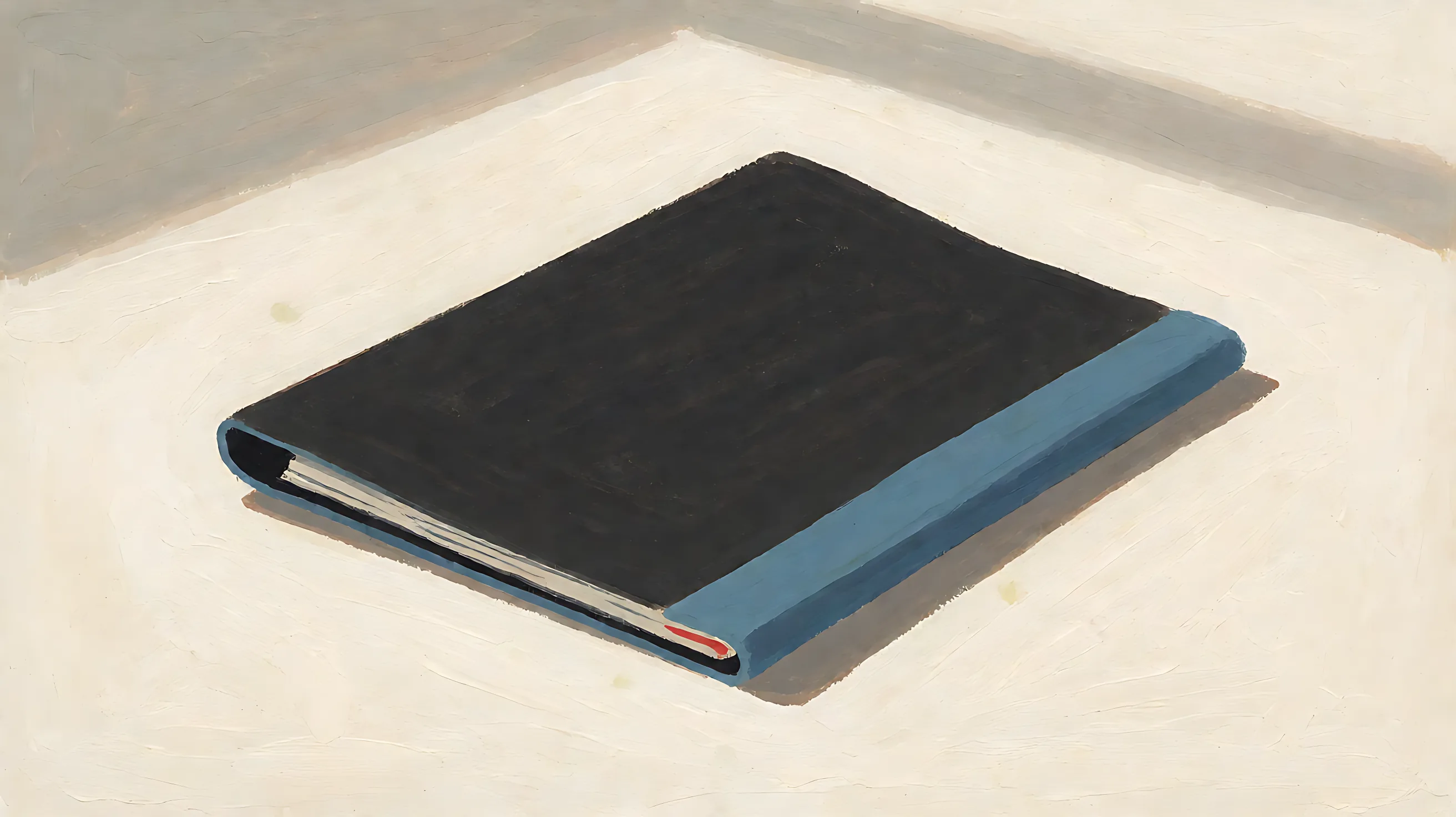A closed charcoal folder with a muted blue edge