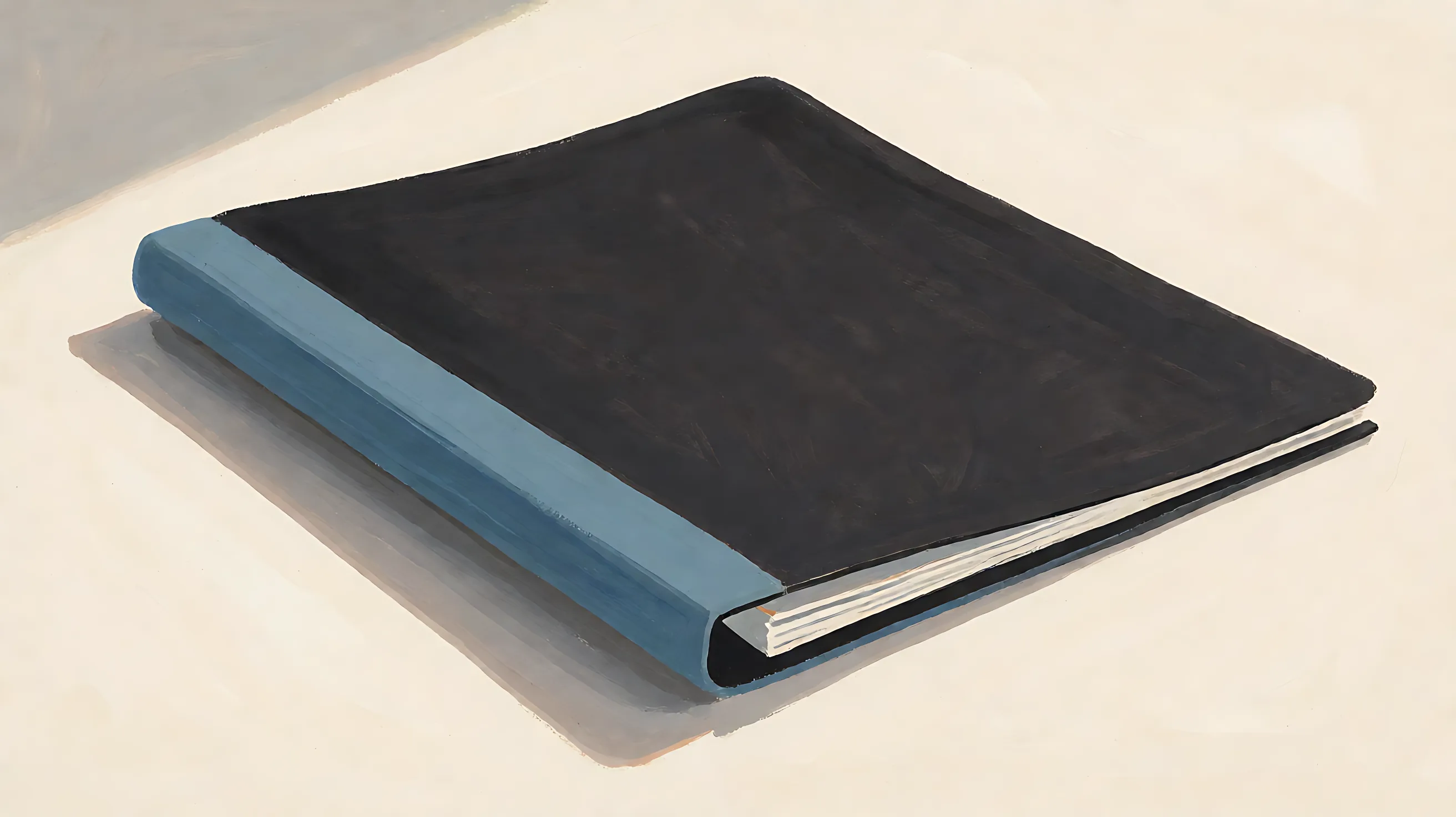 A closed charcoal folder with a muted blue spine