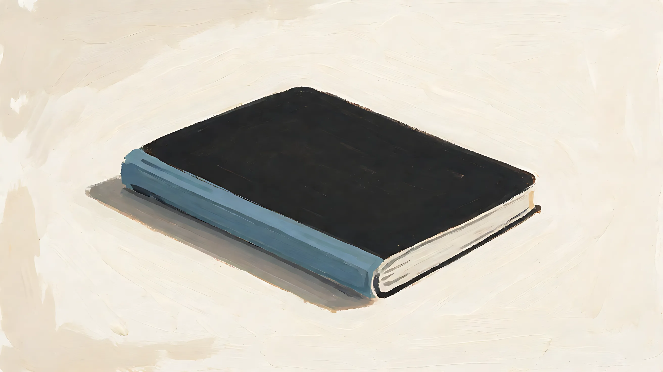 A closed charcoal record book with a muted blue spine