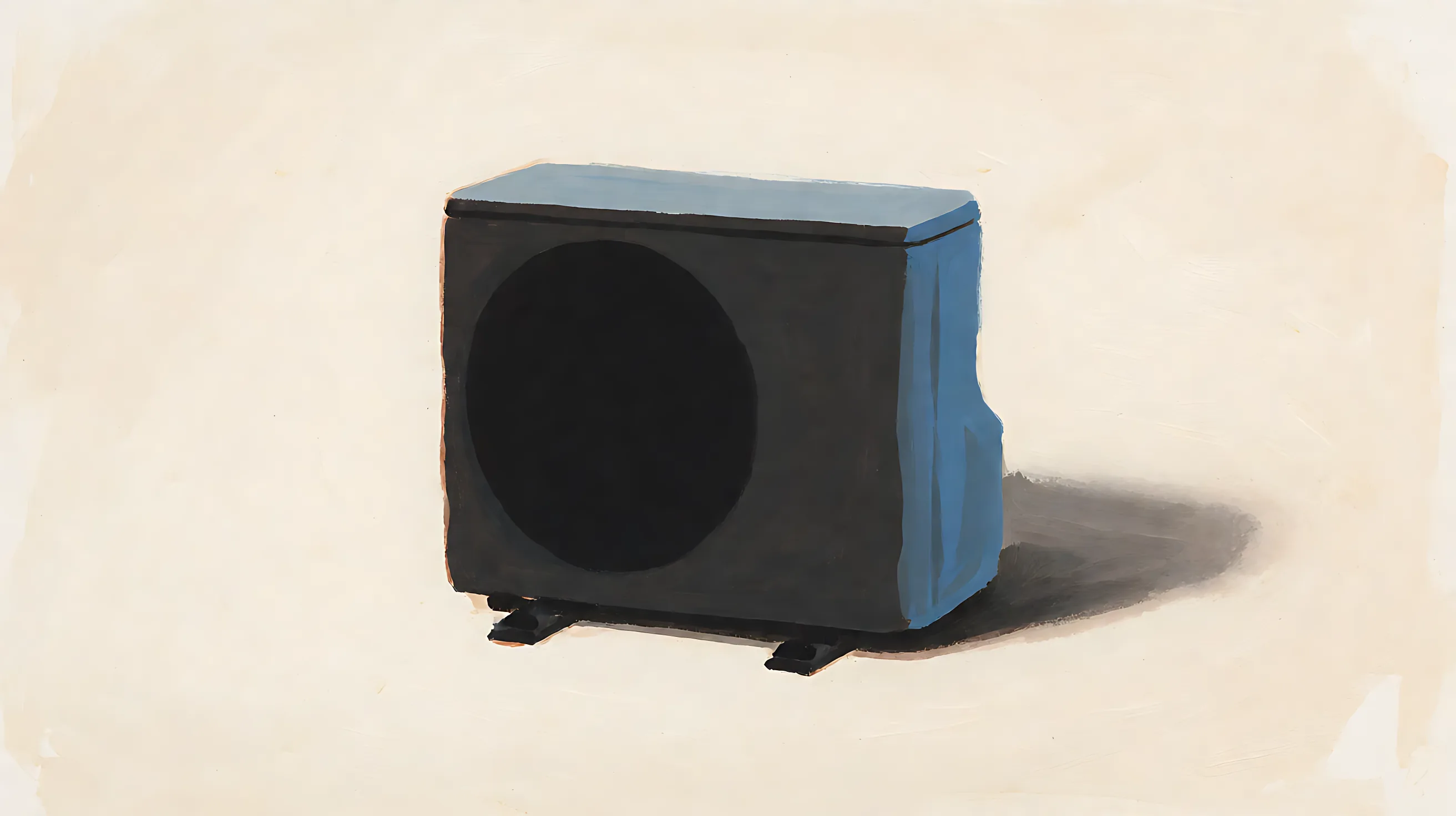 A charcoal cooling unit with a muted blue side