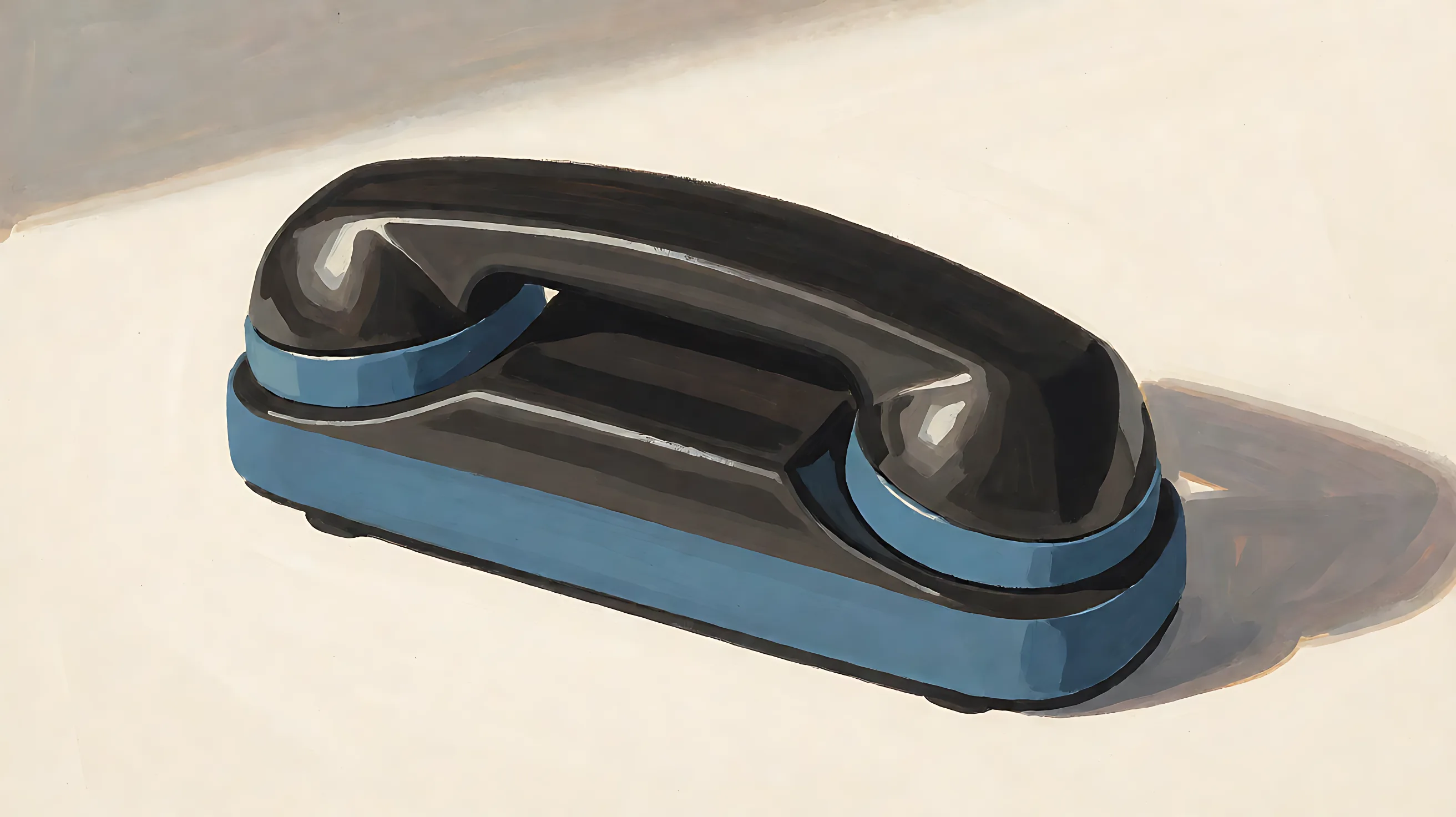 A closed telephone handset on its base