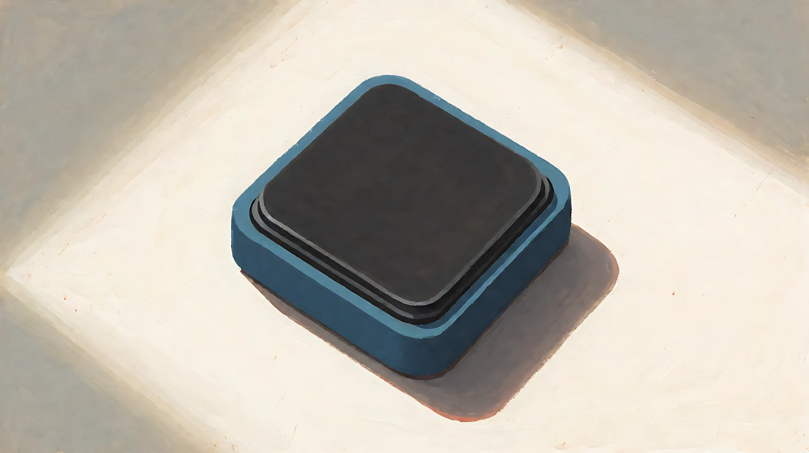 A square sealed package seen from above