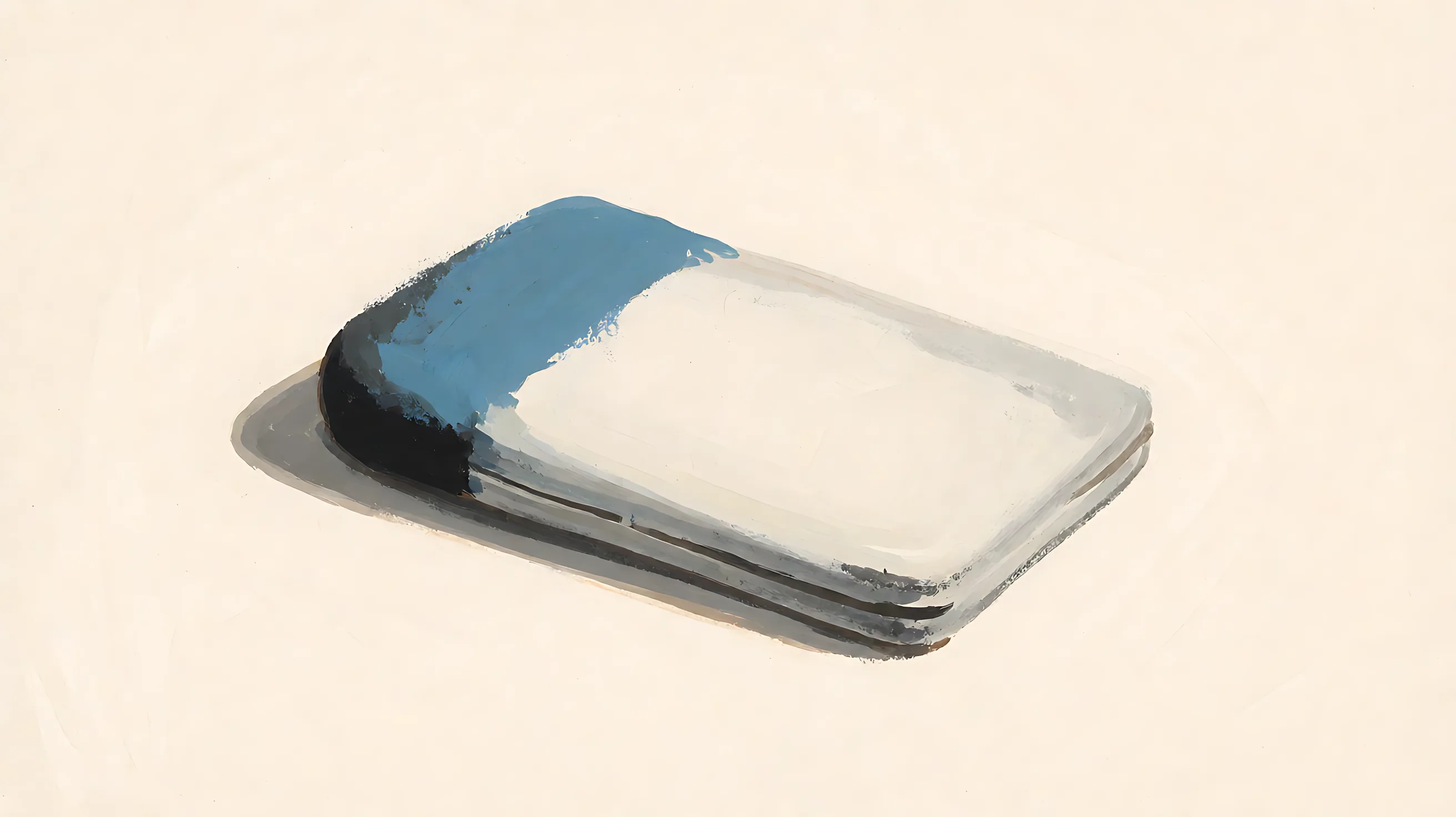 A closed blotter, blank top, one muted blue corner