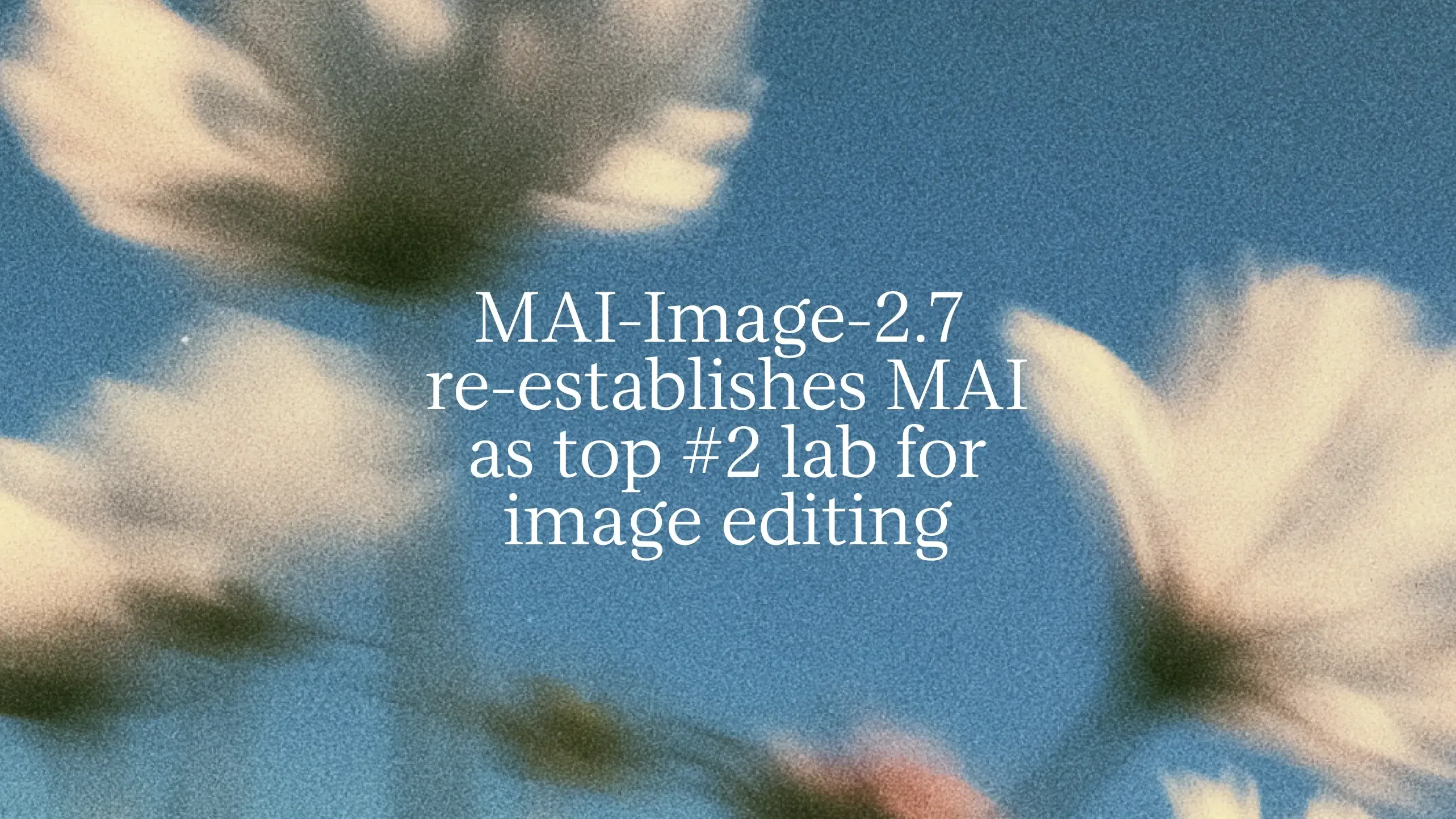Pale flowers on a blue ground, with the MAI-Image-2.7 header type in the center
